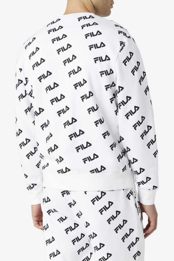 White/Black Diagonal Logo Crew Fila