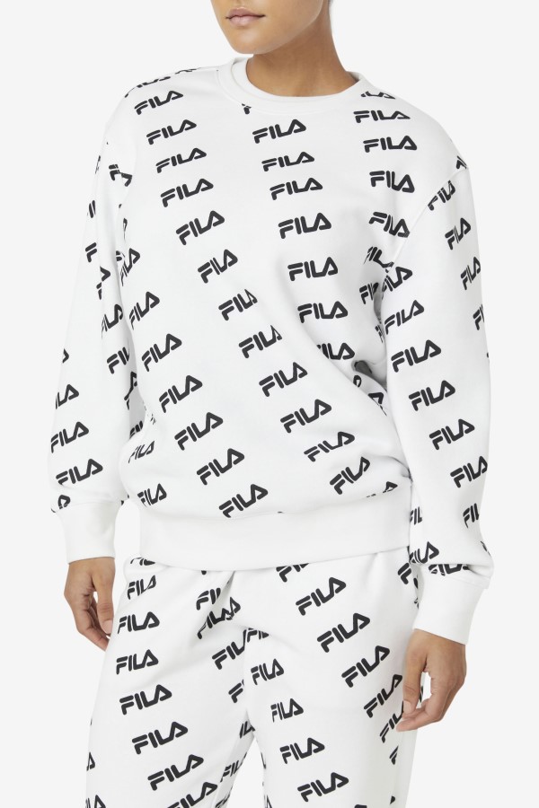 White/Black Diagonal Logo Crew Fila