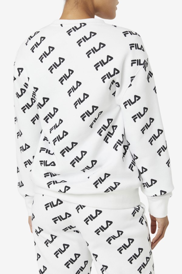 White/Black Diagonal Logo Crew Fila