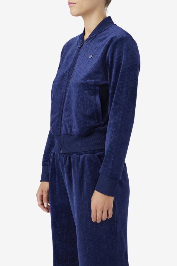 Zenaida Velour Track Jacket Navy Fila