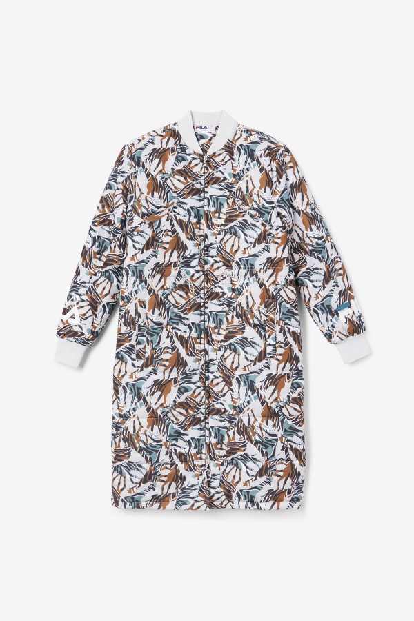 Fila Giraffe Print Paulana Giraffe Print Long Puffer Coat