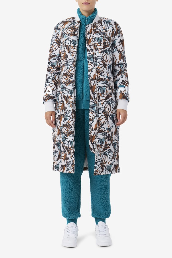 Fila Giraffe Print Paulana Giraffe Print Long Puffer Coat