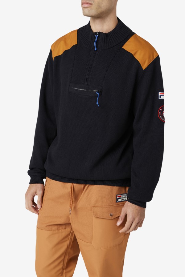 Black/Adobe Merkle 1/4 Zip Sweater Fila