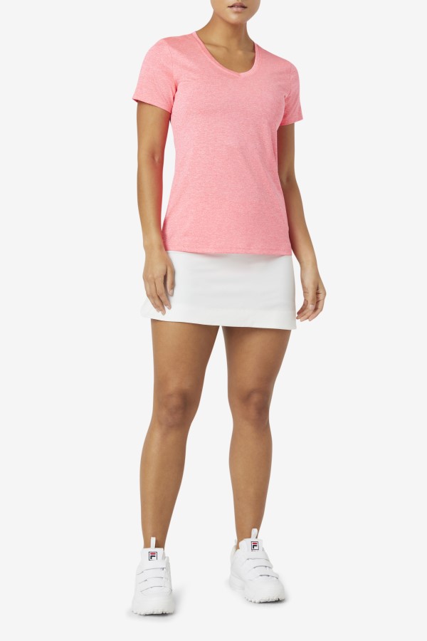 Diva Pink Heather Fila Pickleball Silky V-Neck