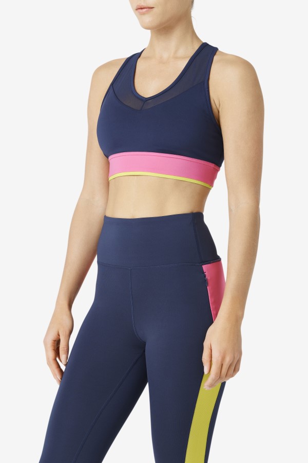 Uplift Racerback Bra Top Navy/Azalea/Sulphur Fila