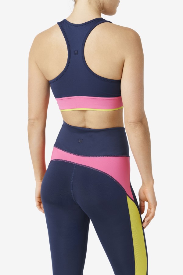 Uplift Racerback Bra Top Navy/Azalea/Sulphur Fila