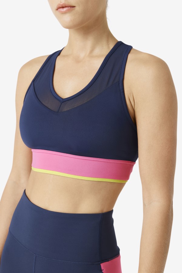 Uplift Racerback Bra Top Navy/Azalea/Sulphur Fila
