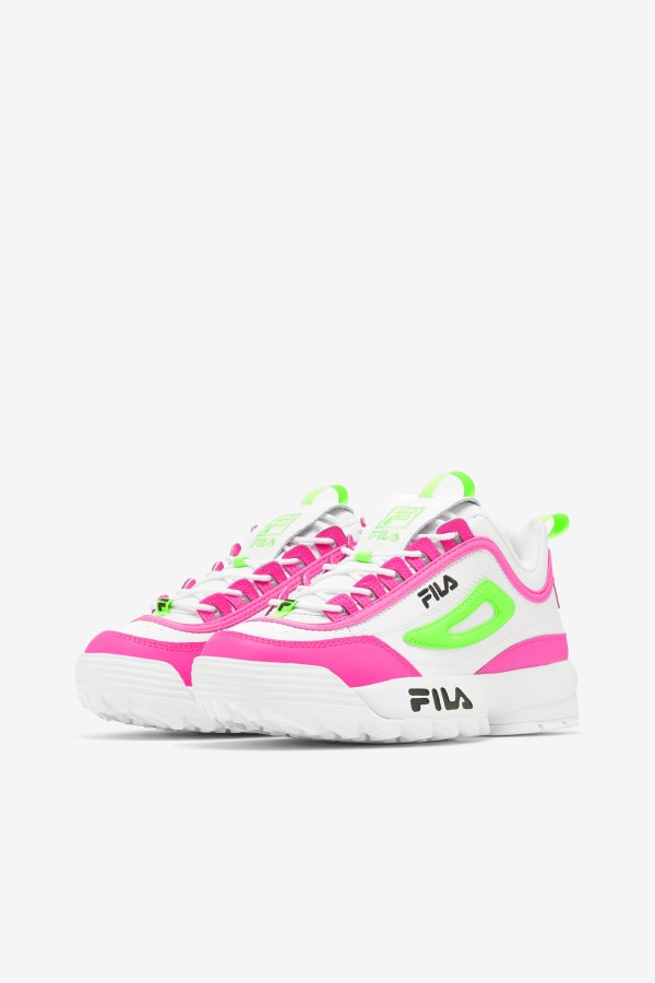 White/Pink/Green Fila Women\'s Disruptor 2 Premium