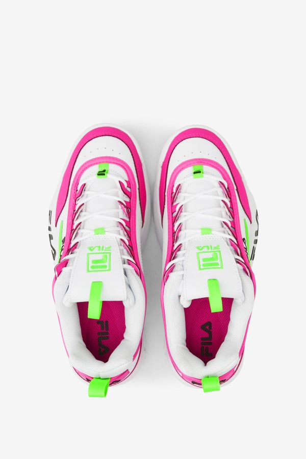 White/Pink/Green Fila Women\'s Disruptor 2 Premium