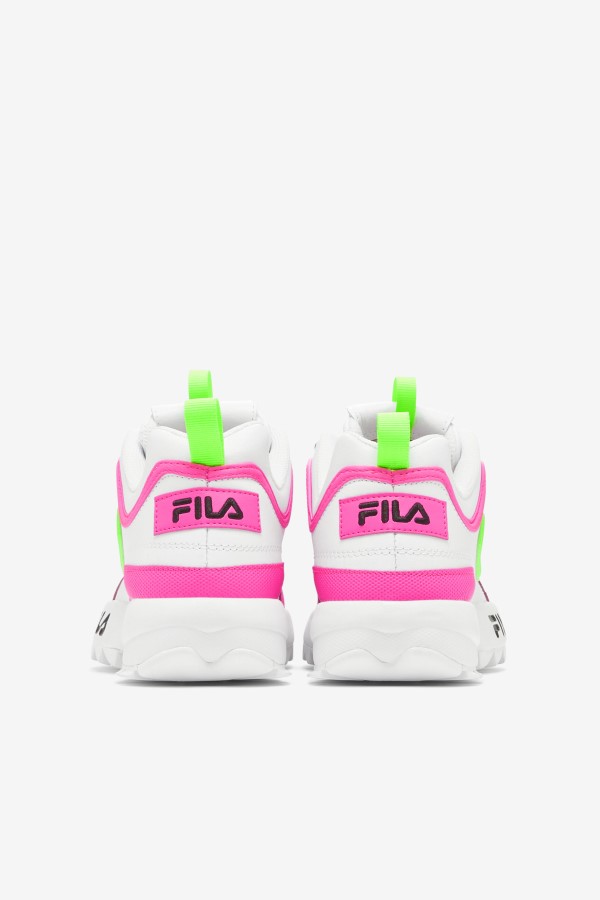 White/Pink/Green Fila Women\'s Disruptor 2 Premium