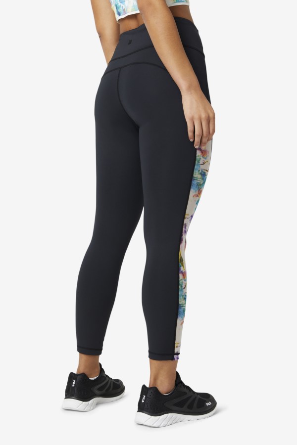 Black/Tie Dye Fila Forza Contrast 7/8 Leggings