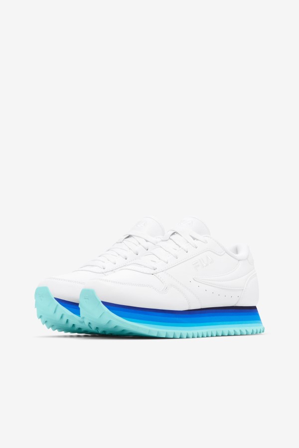 White/Navy/Aruba Blue Women\'s Orbit Stripe Fila