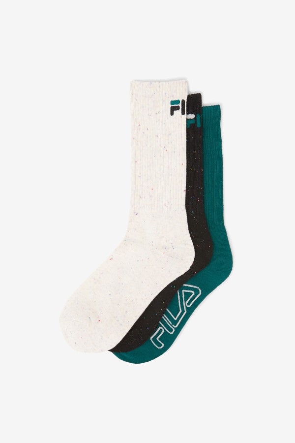 Black Fila Women\'s Speckle Stripe Crew Sock 3-Pack