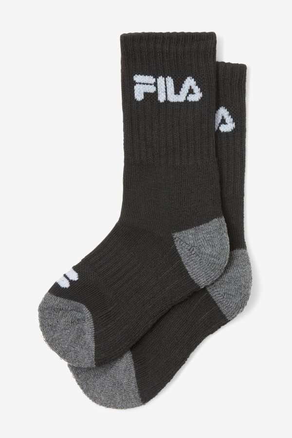 Black Fila Kids\' Cushioned Crew Sock 6-Pack