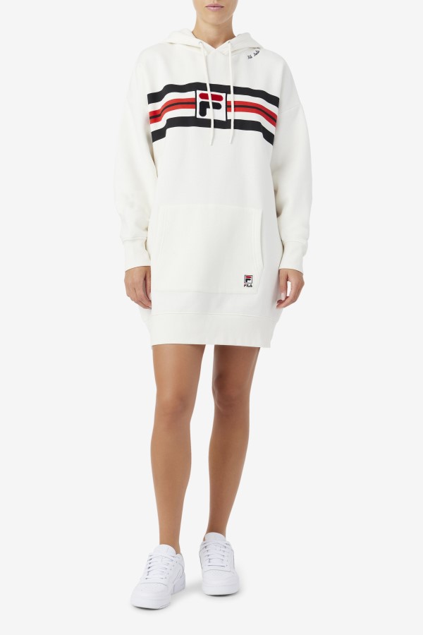 Stella Hoodie Dress Gardenia/Black/Red Fila