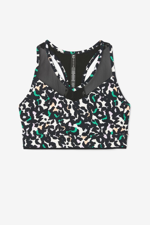 Uplift Racerback Bra Top Black Animal Print Fila