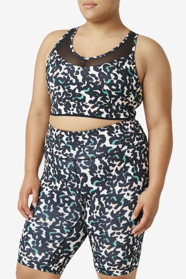Uplift Racerback Bra Top Black Animal Print Fila