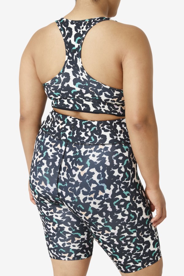 Uplift Racerback Bra Top Black Animal Print Fila