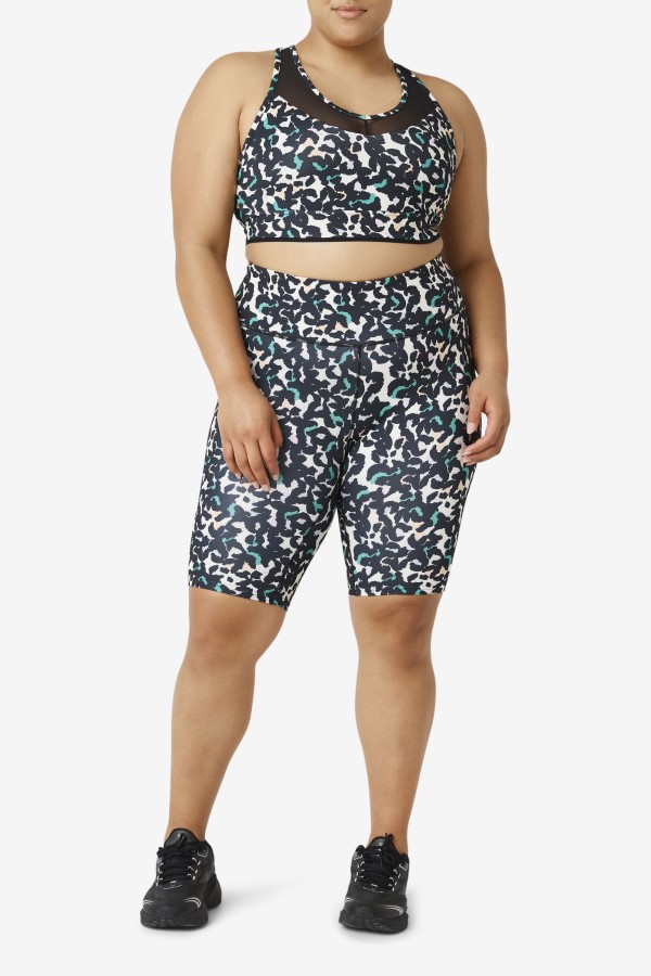 Uplift Racerback Bra Top Black Animal Print Fila
