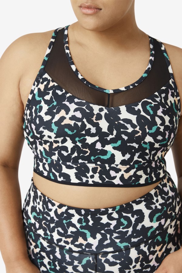 Uplift Racerback Bra Top Black Animal Print Fila