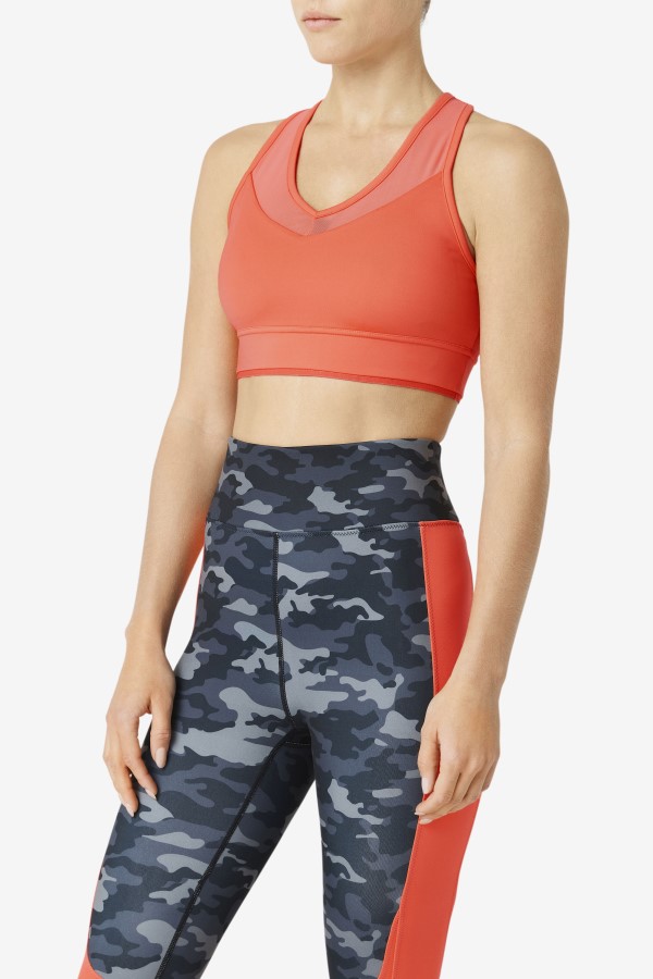 Hot Coral Uplift Racerback Bra Top Fila