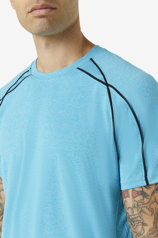 Fila Pickleball Short Sleeve Crew Caribbean Sea Heather/Black