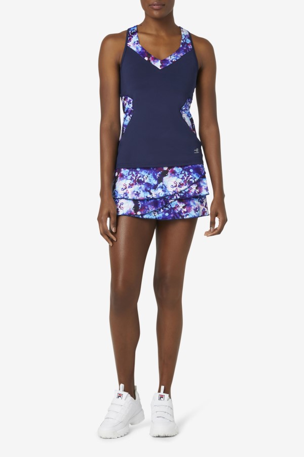 Pickleball Halter Tank Fila Navy Print/Navy