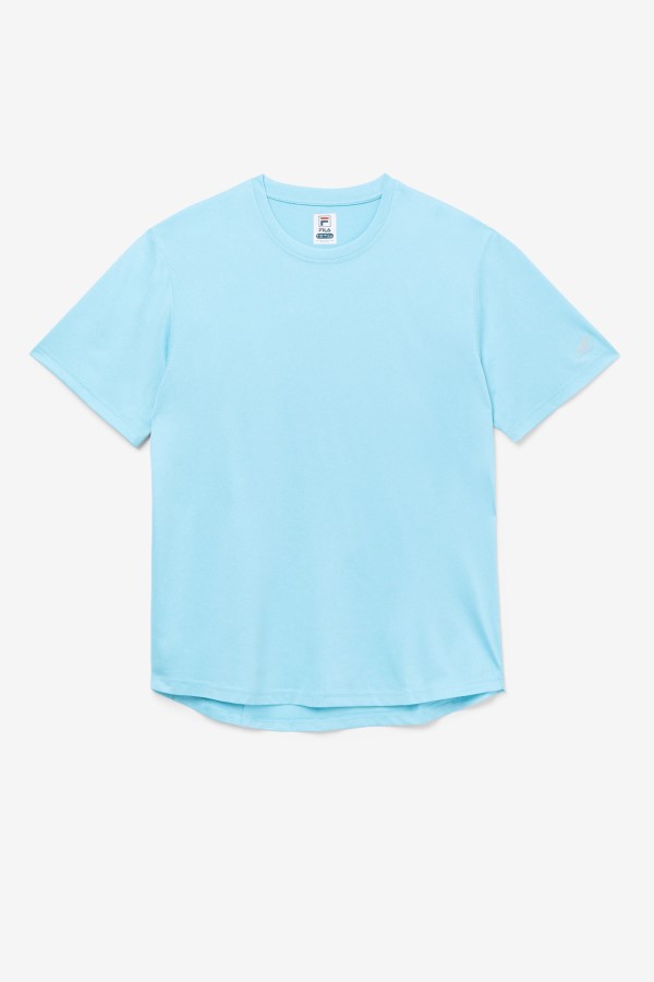 Blue Fish Heather Fila Pickleball Scallop Hem Crew
