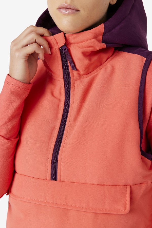 Nevaeh Half Zip Vest Fila Cayenne/Pickled Beet