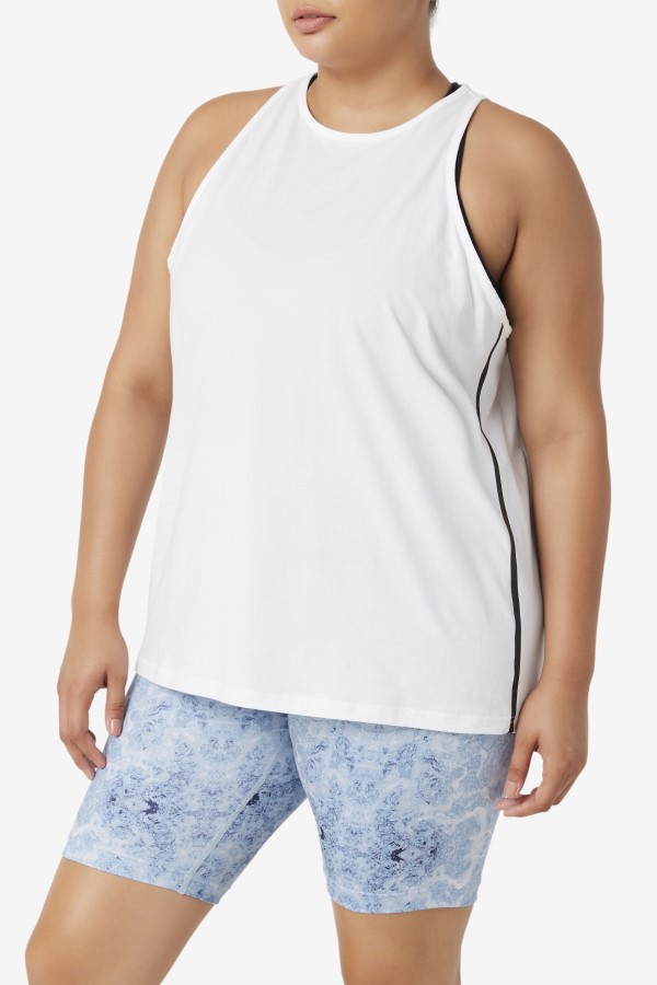 White/White Heather/Black Fila Fi-Lux Loose Tank Top