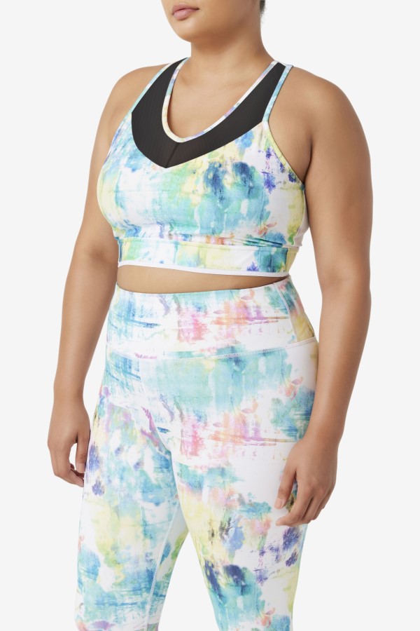 Tie Dye/Black/White Uplift Racerback Bra Top Fila