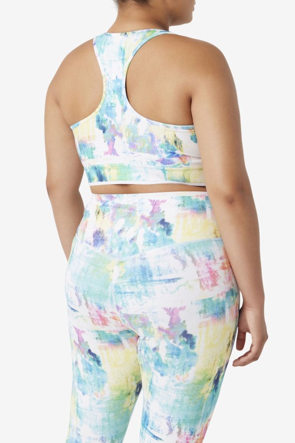 Tie Dye/Black/White Uplift Racerback Bra Top Fila