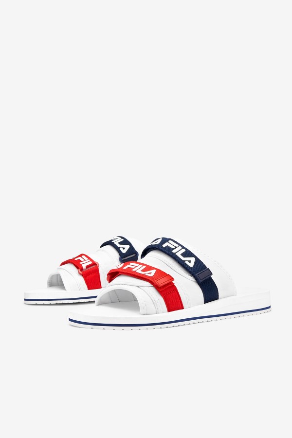 White/Navy/Red Fila Men\'s utility silde