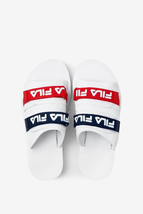 White/Navy/Red Fila Men\'s utility silde