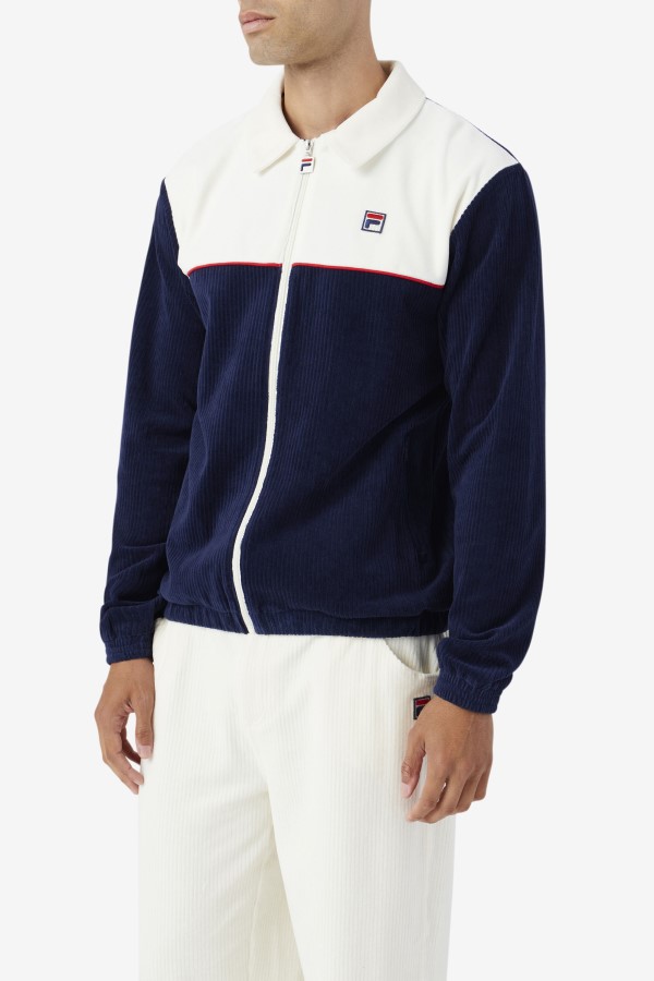 Fila Gerard Velour Jacket Navy/Egret/Red