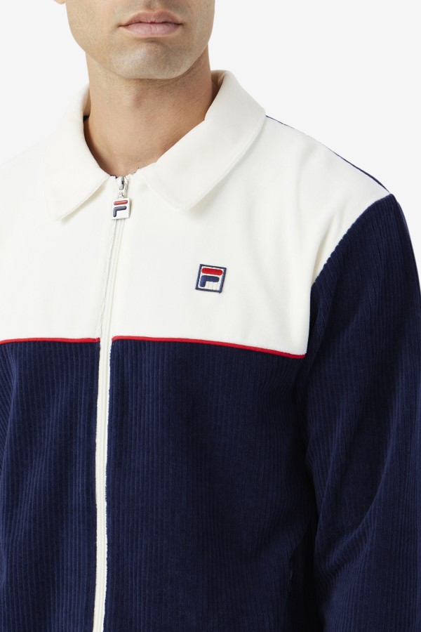 Fila Gerard Velour Jacket Navy/Egret/Red