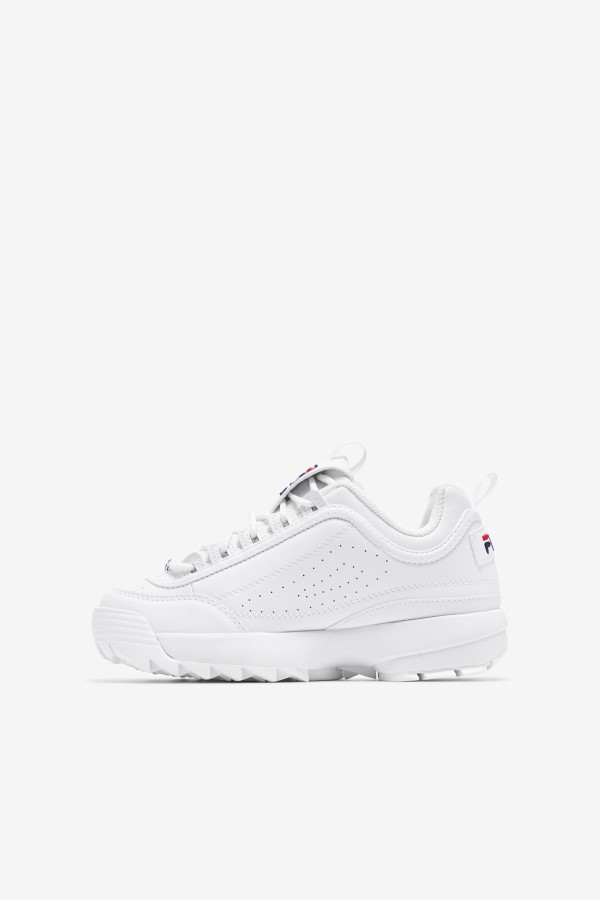 White/Peacoat/Red Kids\' Disruptor 2 Fila