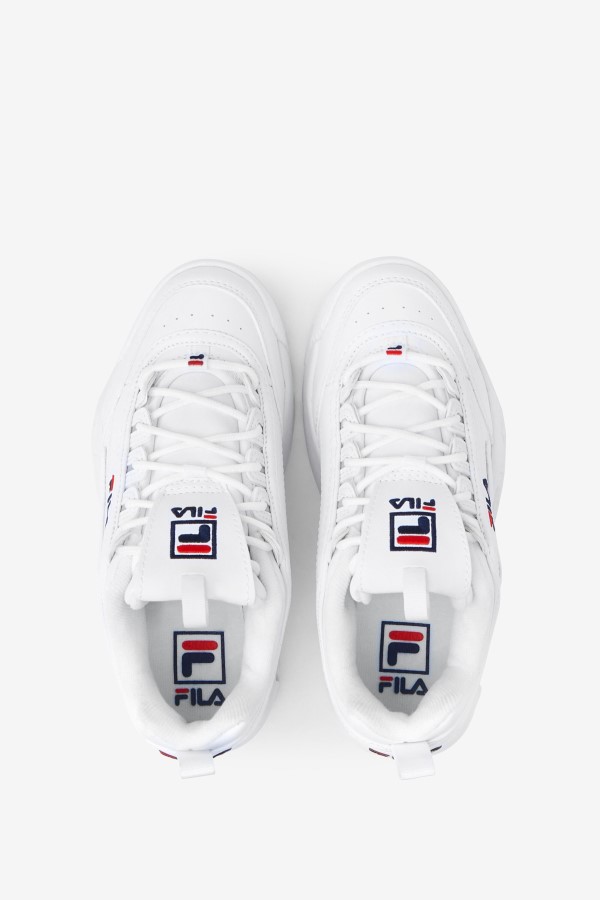 White/Peacoat/Red Kids\' Disruptor 2 Fila