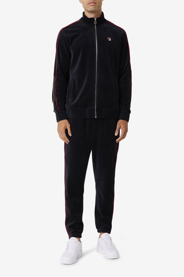Fila Deverall Velour Pant Black/Red/Forest Green