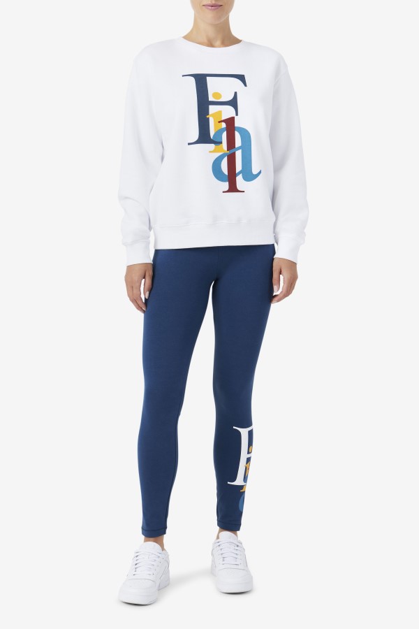 White/Ocean/Yellow Fila Araceli Crewneck