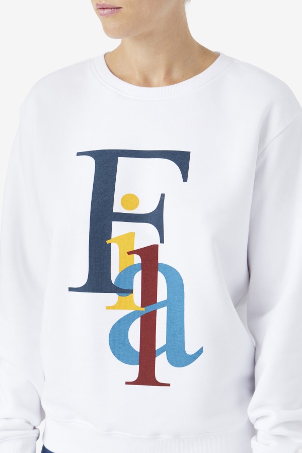 White/Ocean/Yellow Fila Araceli Crewneck