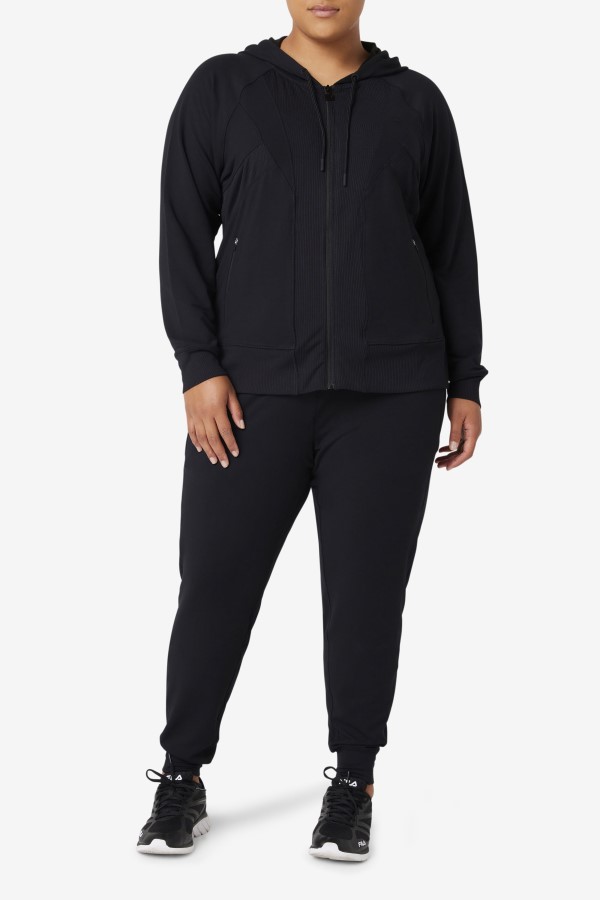 Fi-Lux Texture Black Full Zip Hoodie Fila
