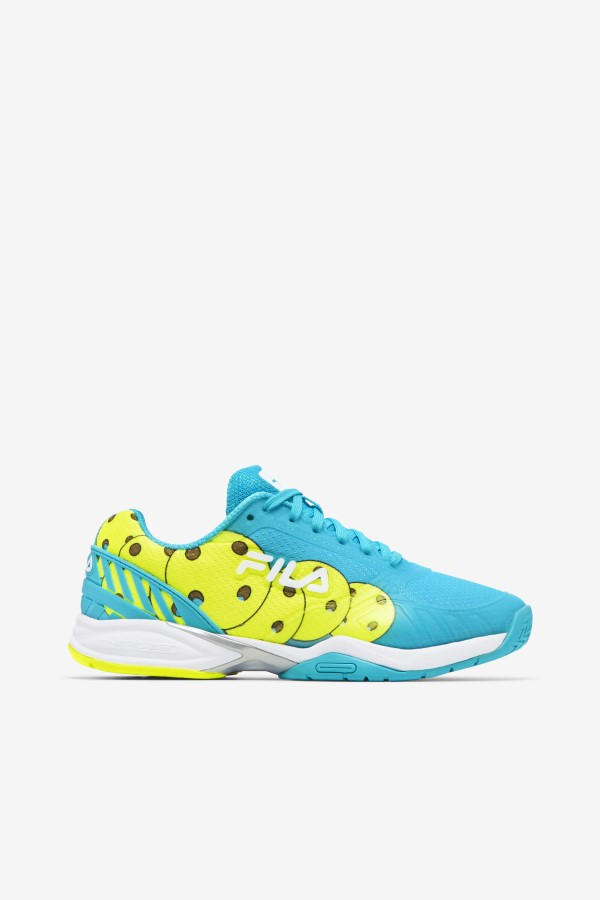 Bluefish/White/Yellow Fila Women's Volley Zone