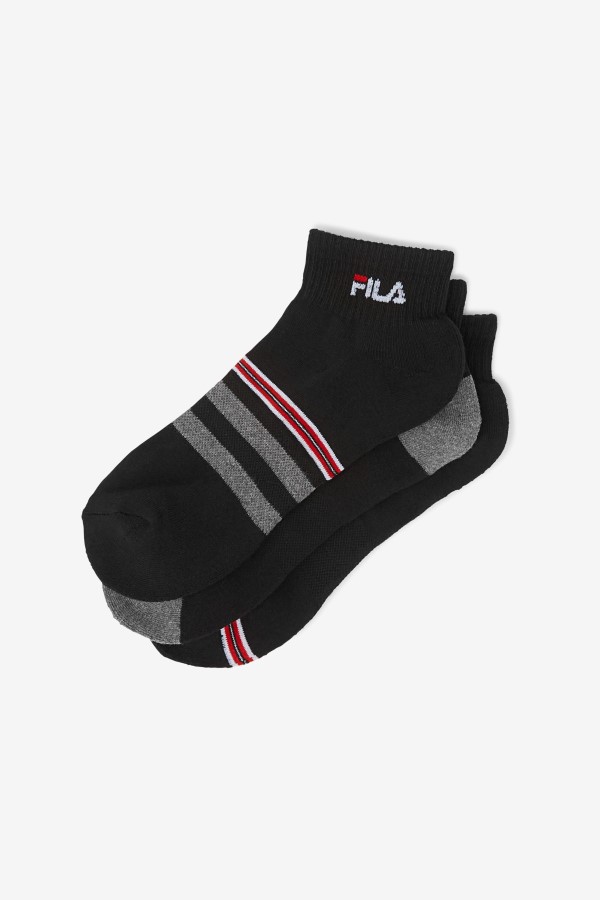 Black Men\'s Striped Quarter Sock 3-Pack Fila