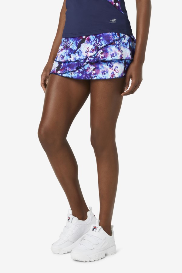 Fila Navy Print/Navy Pickleball Tiered Printed Skort