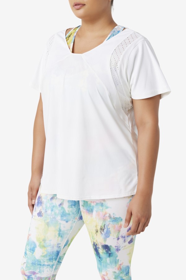 Fila Uplift Textured Short Sleeve Top White
