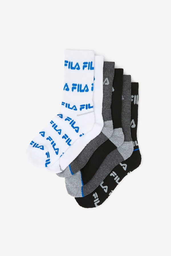 Kids\' Crew Sock 6-Pack Fila Black Multi
