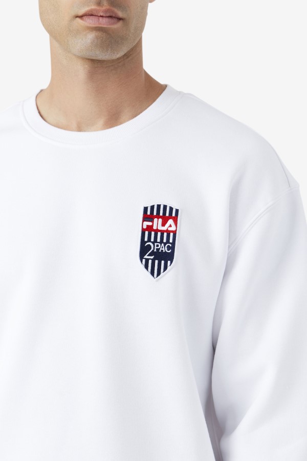 White Fila 2Pac Fleece Patch Crew