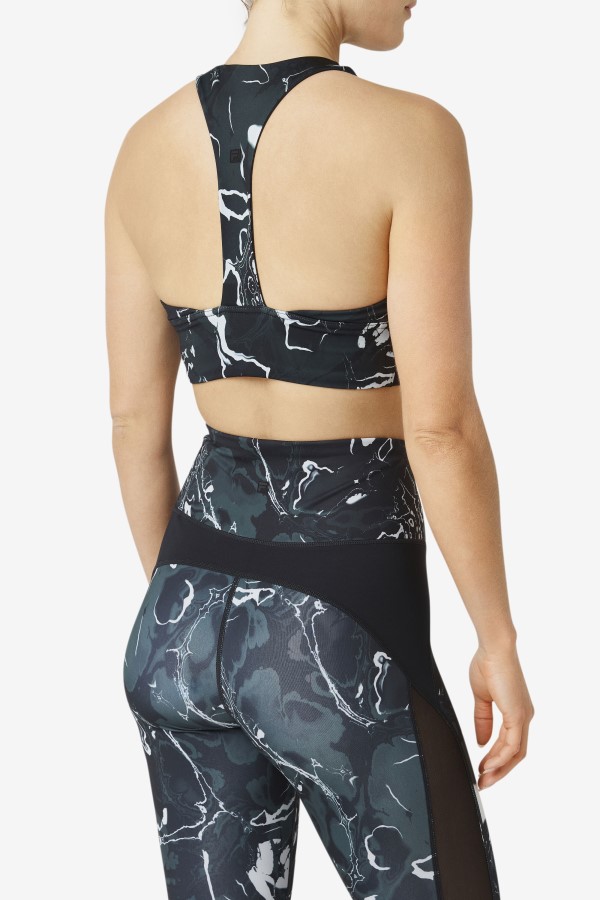 Fila Uplift T-Back Sports Bra Black Marble