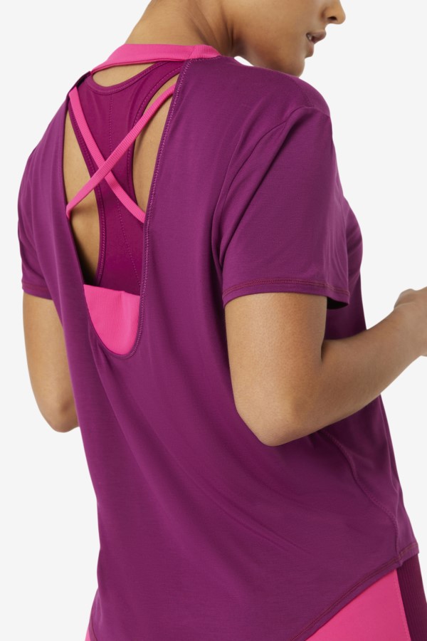 Fila Fi-Lux Short Sleeve Top Magentapurple